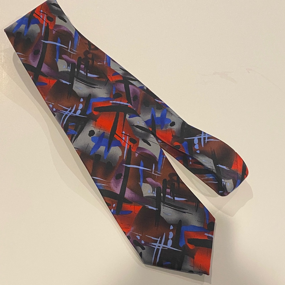 J. Garcia Red and Blue Artistic Tie